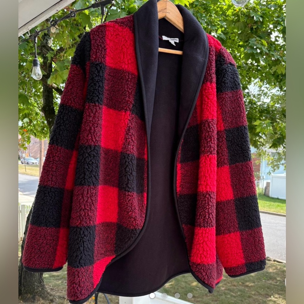 Cozy Plaid Fleece Blanket Jacket Size XXL (fits a Large)
